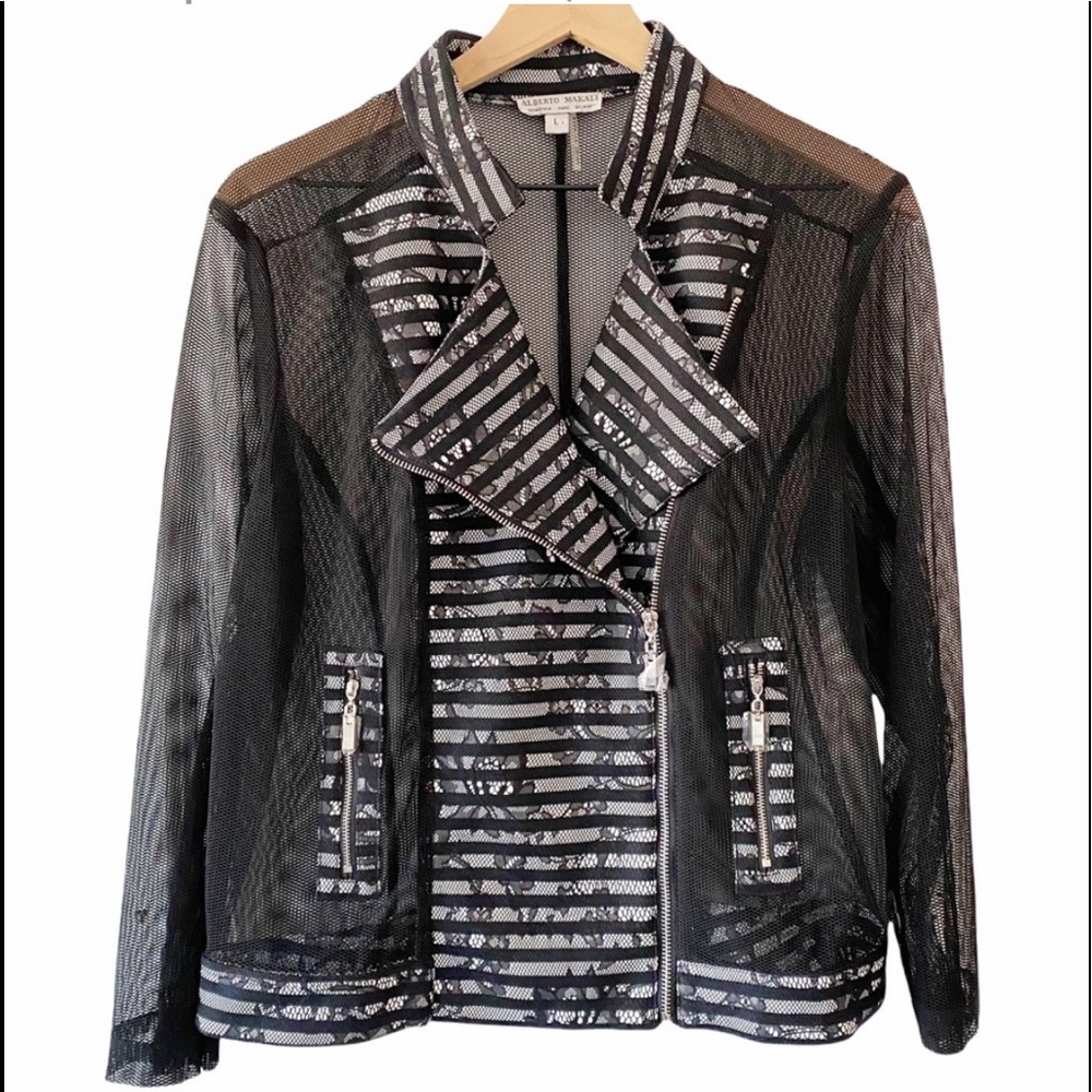 Alberto Malaki Black and White Mesh Blazer